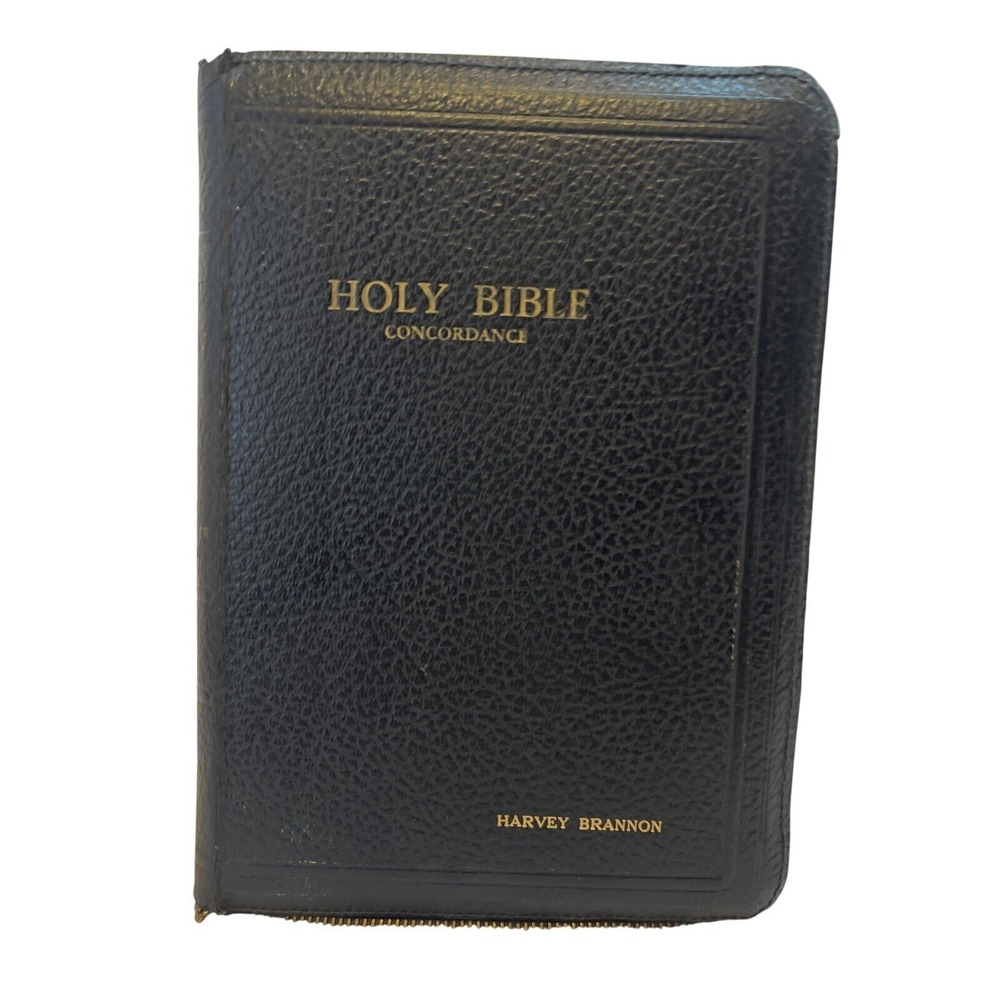 Vintage Holy Bible KJV Red Letter Concordance‎ zipper cover black